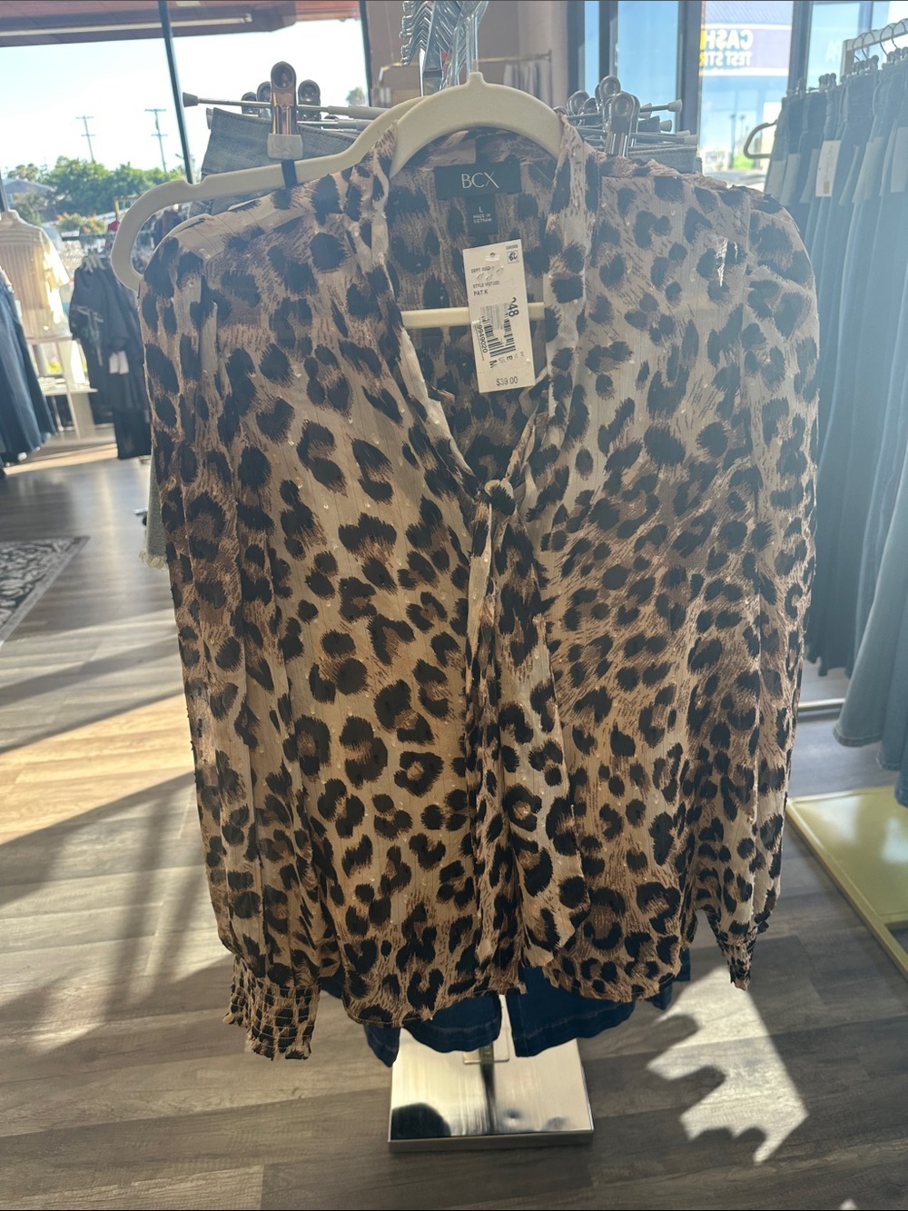 BCX Leopard Print Blouse in Brown and Black